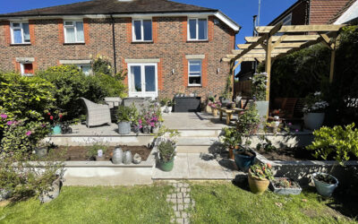 Patio with borders and render